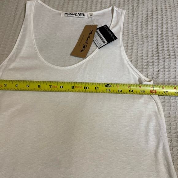 NWT Michael Stars White Relaxed Fit Scoop Neck Tank Top Minimalist Boho One Size - Picture 9 of 11